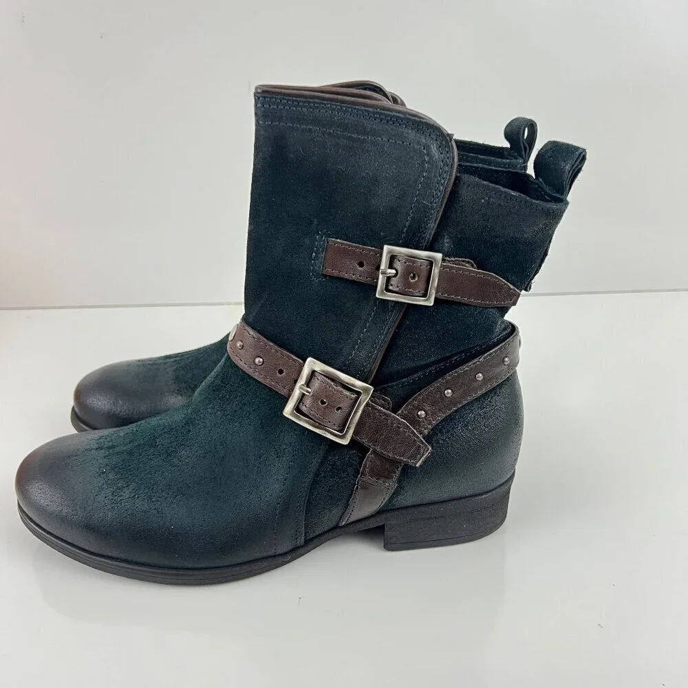 Miz Mooz Sammie Indigo Blue Buckle Ankle Boots Size 38 7.5-8 M - Picture 5 of 11